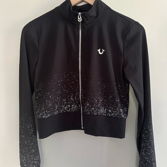 True Religion Jackets & Blazers - True Religion Black Bomber Jacket with Speckled Design